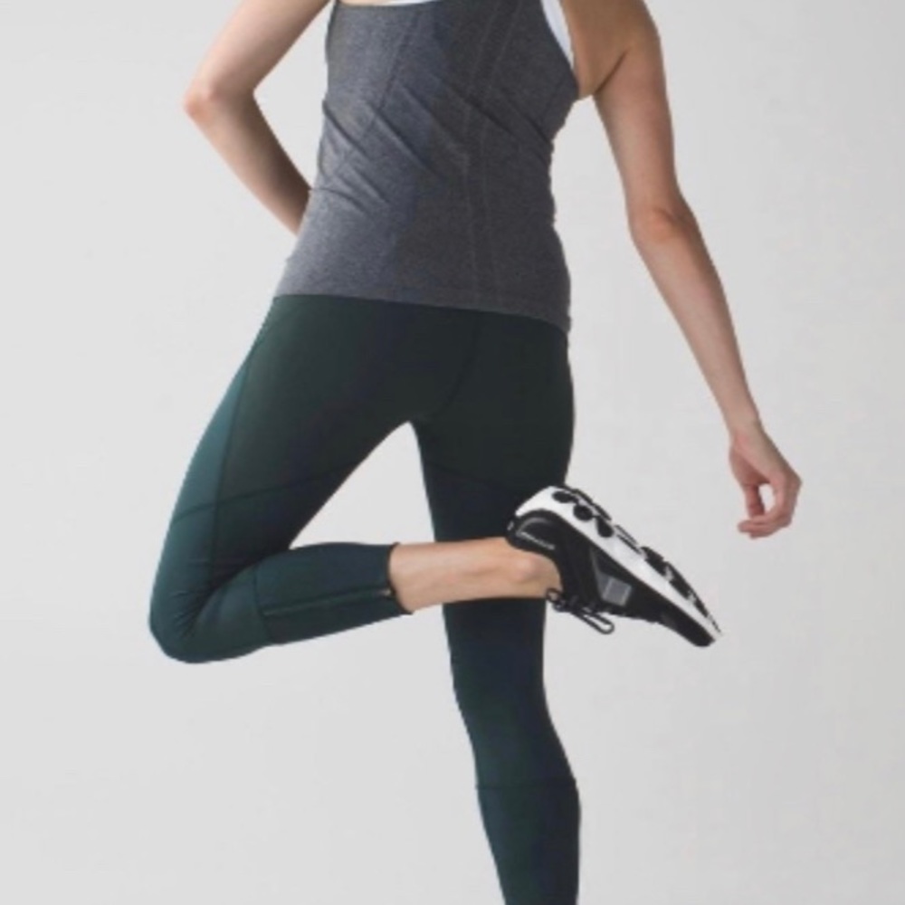 Lululemon Rebel Runner Crop Dark Fuel / Mini Pop Stripe Dark Fuel Forage Teal